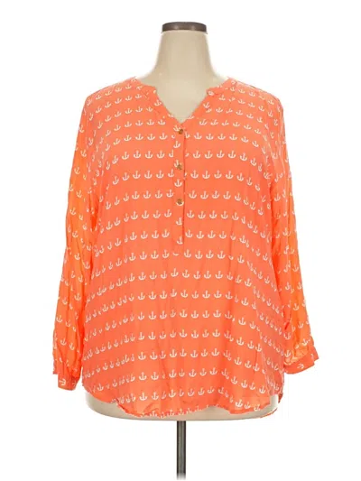 Pre-owned Grand & Greene 3/4 Sleeve Blouse In Orange