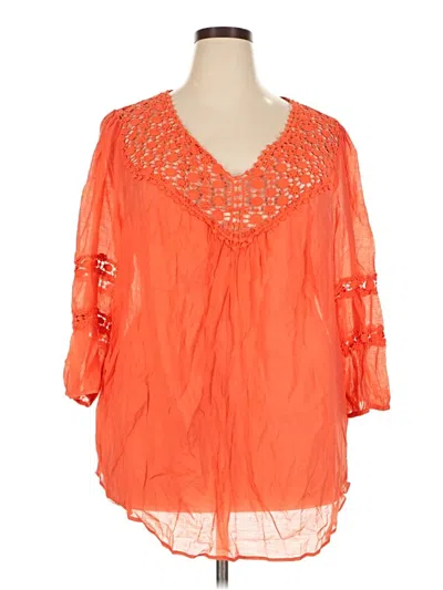 Pre-owned Grand & Greene 3/4 Sleeve Blouse In Orange
