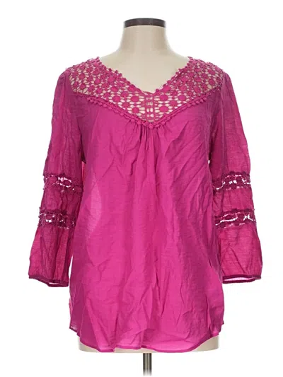 Pre-owned Grand & Greene 3/4 Sleeve Blouse In Pink