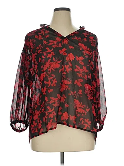 Pre-owned Grand & Greene 3/4 Sleeve Blouse In Red