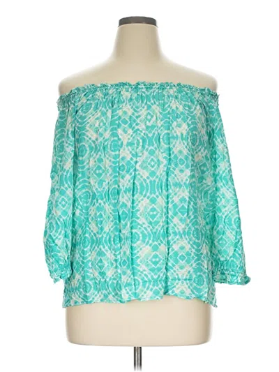 Pre-owned Grand & Greene 3/4 Sleeve Blouse In Teal