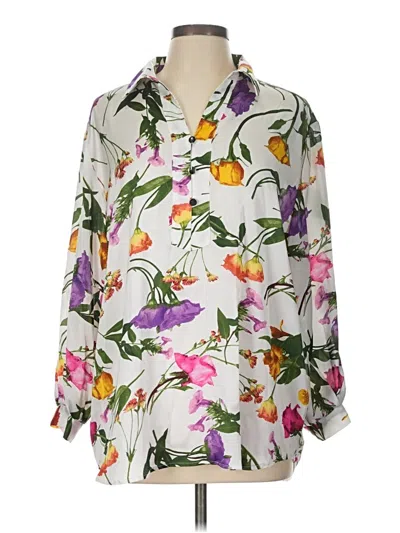 Pre-owned Grand & Greene 3/4 Sleeve Blouse In White