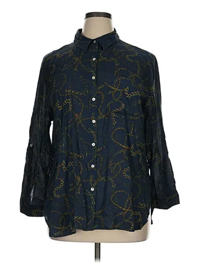 Pre-owned Grand & Greene 3/4 Sleeve Button Down Shirt In Blue