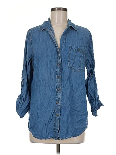 Pre-owned Grand & Greene 3/4 Sleeve Button Down Shirt In Blue
