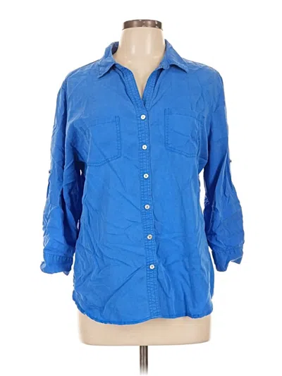 Pre-owned Grand & Greene 3/4 Sleeve Button Down Shirt In Blue