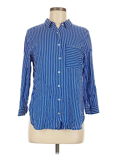 Pre-owned Grand & Greene 3/4 Sleeve Button Down Shirt In Blue