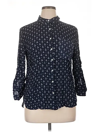 Pre-owned Grand & Greene 3/4 Sleeve Button Down Shirt In Blue