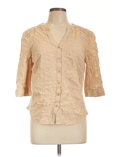Pre-owned Grand & Greene 3/4 Sleeve Button Down Shirt In Tan