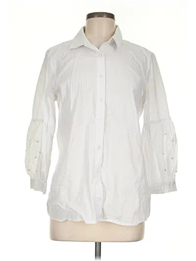 Pre-owned Grand & Greene 3/4 Sleeve Button Down Shirt In White