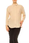 Grand & Greene Double-fabric Long Sleeve Shirt In Khaki In Neutral
