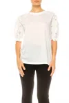 Grand & Greene Eyelet Sleeve Raglan T-shirt In White