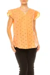 Grand & Greene Floral Eyelet Cap Sleeve Top In Orange