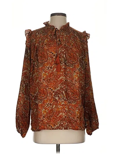 Pre-owned Grand & Greene Long Sleeve Blouse In Brown