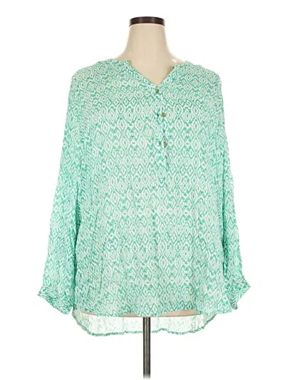 Pre-owned Grand & Greene Long Sleeve Blouse In Green