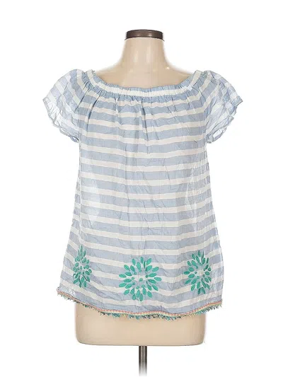 Pre-owned Grand & Greene Short Sleeve Blouse In Blue