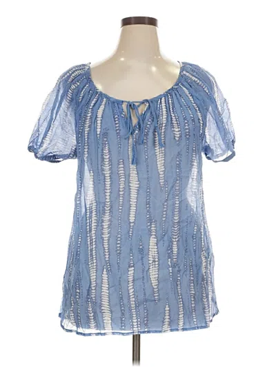 Pre-owned Grand & Greene Short Sleeve Blouse In Blue