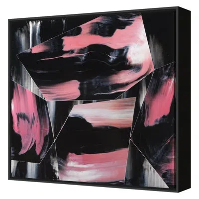 Grand Image Home 100 Paintings Project 63 Framed On Canvas By Elyce Abrams Print In Black;white;pink