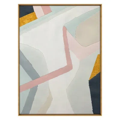 Grand Image Home Abstract Collage 2 By Elisso - Floater Frame Print On Canvas In White;green;beige;yellow;pink