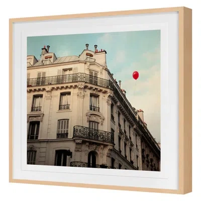 Grand Image Home Balloon Rouge By Alicia Bock - Single Picture Frame Print On Paper In Maple Framed