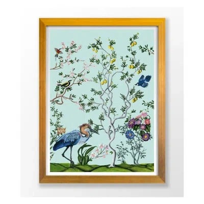 Grand Image Home Bird And Branch Chinois 3 By Thicket Design - Single Picture Frame Print On Canvas In Blue;green;red;pink;orange