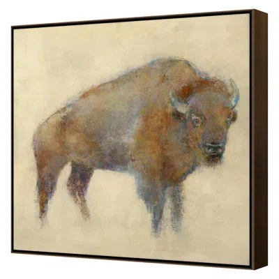 Grand Image Home Bison By Maeve Harris - Floater Frame Print On Canvas In Bronze Framed