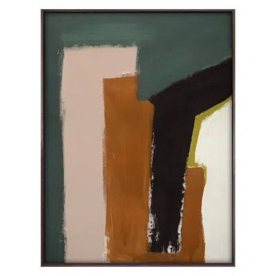Grand Image Home Block Field 3 By Jo Stearns - Floater Frame Print On Canvas In Walnut Framed