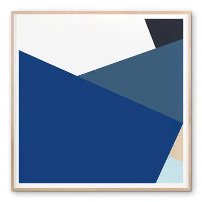 Grand Image Home Blue Colorblock 1 By Sea Studio - Picture Frame Painting On Paper In Blue;tan