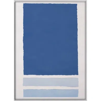 Grand Image Home Blue Colorblock 3 By Kyle Goderwis - Picture Frame Painting On Canvas In Blue;white;gray;beige