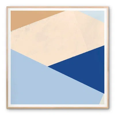 Grand Image Home Blue Colorblock 3 By Sea Studio - Picture Frame Painting On Paper In Blue;tan