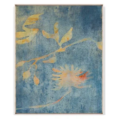Grand Image Home Botanical Silhouette 2 By Maeve Harris - Floater Frame Print On Canvas In Blue;orange;gold