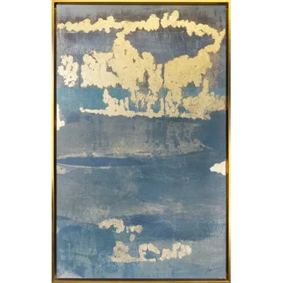 Grand Image Home Camouscape Iv By Maeve Harris - Floater Frame Painting On Canvas In Blue;gold
