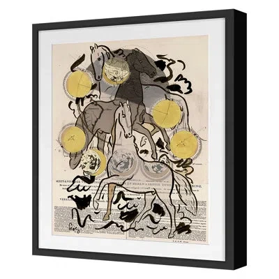 Grand Image Home Celestial Horses 1 By The Studio - Single Picture Frame Print On Paper In Black Framed