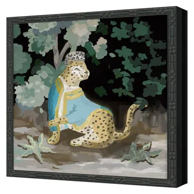 Grand Image Home Cheetah 1 By Dana Gibson - Single Picture Frame Painting In Blue;black;brown;green;yellow