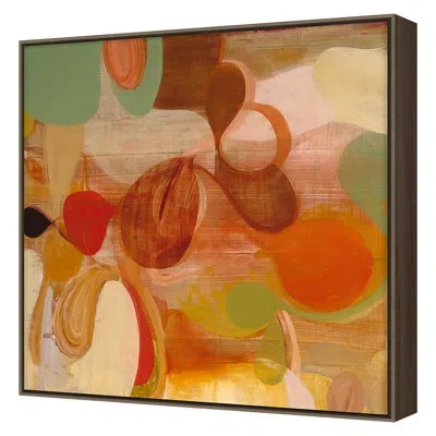 Grand Image Home Chinese Peony By Victoria Johnson - Floater Frame Print On Canvas In Walnut Framed
