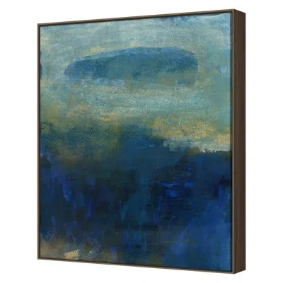 Grand Image Home Deep Blue 2 By Maeve Harris - Floater Frame Print On Canvas In Walnut