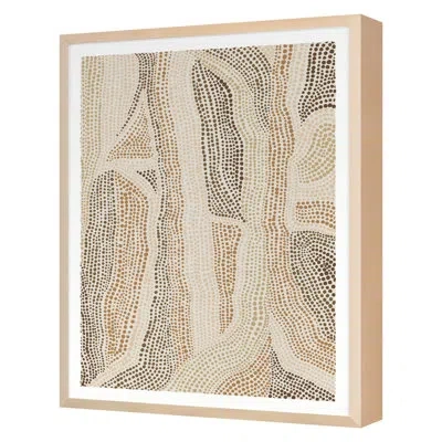 Grand Image Home Dot Pattern 5 In Clay Tones By Marie Lawyer - Single Picture Frame Print In Maple Framed