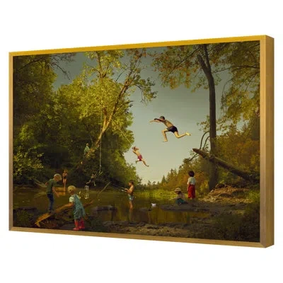 Grand Image Home Down By The River By Kate Woodman - Single Picture Frame Print On Canvas In Gold Framed