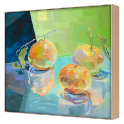 Grand Image Home Fall 2021 Samba Trio Tangerines Framed On Canvas By Kit Night Print In Blue;orange;gold