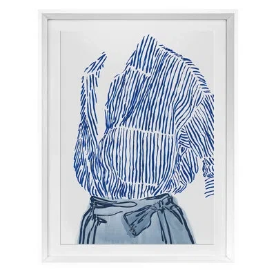 Grand Image Home Fashionably Blue By Emma Jones - Single Picture Frame Print In White Framed