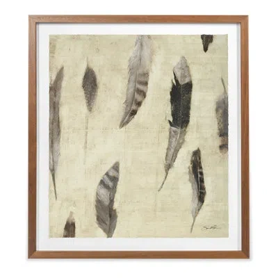Grand Image Home Feather Heirloom 3 By Sarah Atkinson - Picture Frame Painting On Paper In Brown;tan