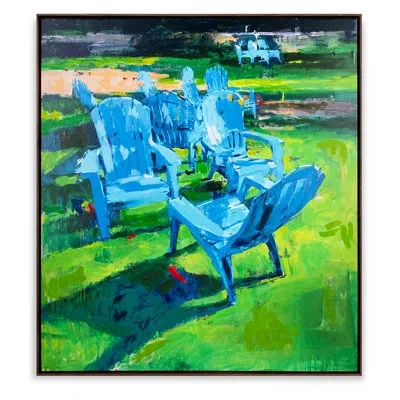Grand Image Home Feels Like Summer By Pc Ngo - Floater Frame Print On Canvas In Blue;black;brown;green