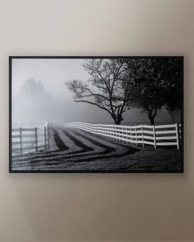 Grand Image Home Fenced Pasture With Fog And Sunshine Photo