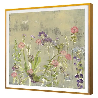 Grand Image Home Floral Illustration 2 By Maeve Harris - Single Picture Frame Print On Paper In Gold Framed