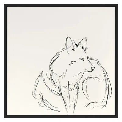 Grand Image Home Fox Sketch 1 By Katie Todaro - Single Picture Frame Print In Black Framed