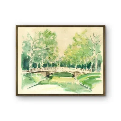 Grand Image Home Garden Terrace 3 By Pc Ngo - Framed Painting On Paper In Brown;green;beige;yellow