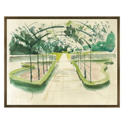 Grand Image Home Garden Terrace 4 By Pc Ngo - Floater Frame Print On Paper In Brown;green;beige;yellow