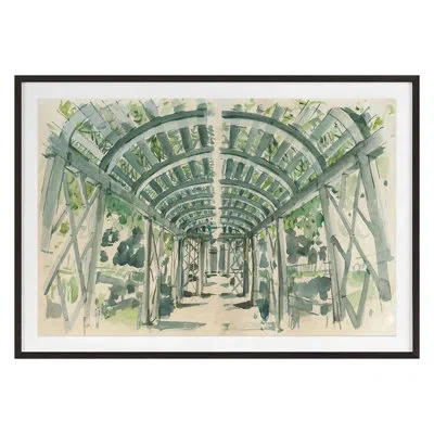 Grand Image Home Garden Terrace By Pc Ngo - Floater Frame Print On Paper In Green;gray;beige