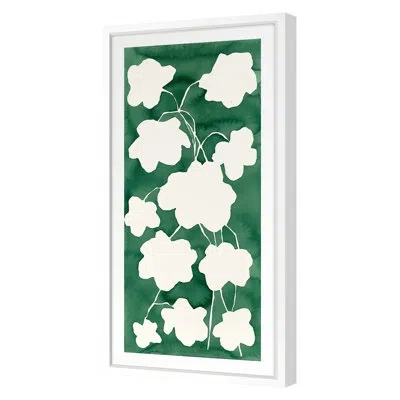 Grand Image Home Geranium In Emerald By Kate Roebuck - Floater Frame Print On Paper In White;green