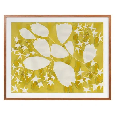 Grand Image Home Golden Spirea By Kate Roebuck - Single Picture Frame Print On Paper In Walnut Framed