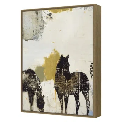 Grand Image Home Gray Horses Ii By Patrick Atkinson - Single Picture Frame Print On Canvas In Oak Framed